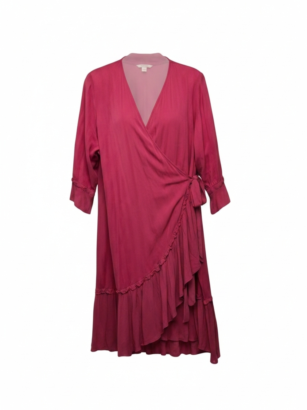 April Cornell Wrap Boho Sheer Ruffle Rayon Midi Dress Damask Woven Rayon Medium - Picture 2 of 14
